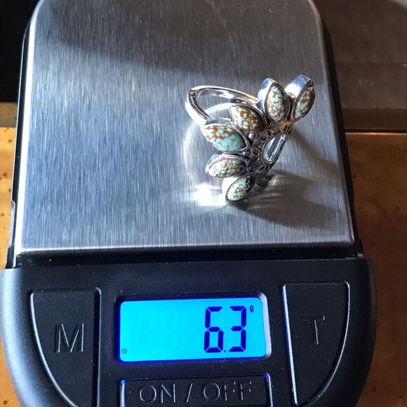 Royston Blue Horizon Turquoise Sterling Silver Native American Style Ring Size 6 - Picture 3 of 10